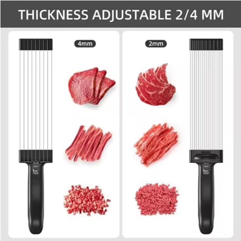 Manual Meat Chopper, 1 Count Adjustable Thickness Meat Chopper, Stainless Steel Meat Cutter for Kitchen Utensils & Gadgets