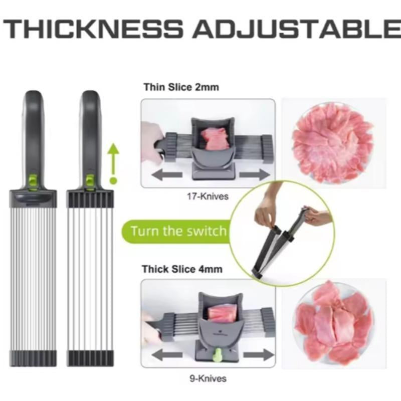 Manual Meat Chopper, 1 Count Adjustable Thickness Meat Chopper, Stainless Steel Meat Cutter for Kitchen Utensils & Gadgets