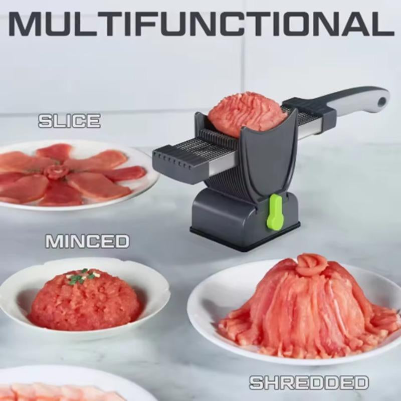 Manual Meat Chopper, 1 Count Adjustable Thickness Meat Chopper, Stainless Steel Meat Cutter for Kitchen Utensils & Gadgets