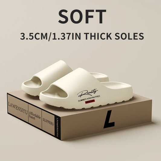 New Outdoor Trendy Slippers with Thick Soles and anti Slip Properties for Men and Women at Home in Summer Beach Slippers