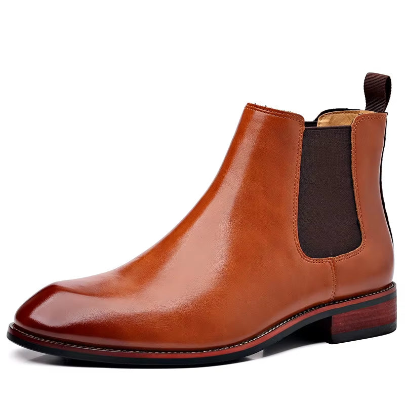 Men'S Classic Retro Chelsea Boots Mens Fashion Leather Ankle Boots Men British Style Short Boots High-Top Casual Shoes